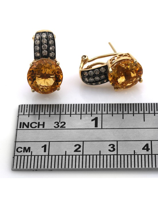 Le Vian Citrine and Diamond Antiqued Earrings